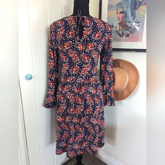 Boden Leaves Floral Preppy Academia Countryside Cottagecore Keyhole Dress 6 - Picture 9 of 14